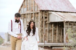 Romantic, Curled, Down Hairstyle with Flower Crown