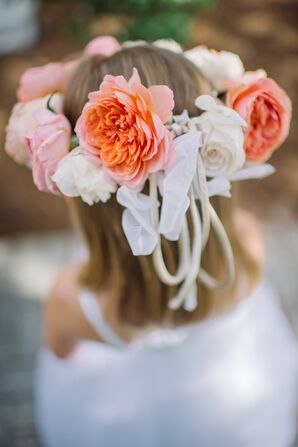 Coral and Ivory Rose Flower Crown