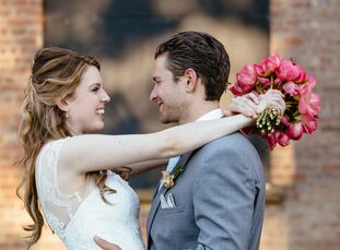 Kate Thomas (27 and a writer) and Jordan Friedson’s (27 and a personal trainer) spring wedding was a fusion of industrial and timeless styles with a p