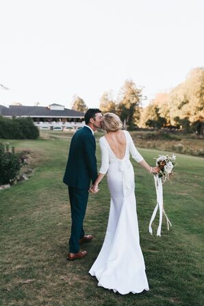 Low-Back and Long-Sleeve Bridal Gown