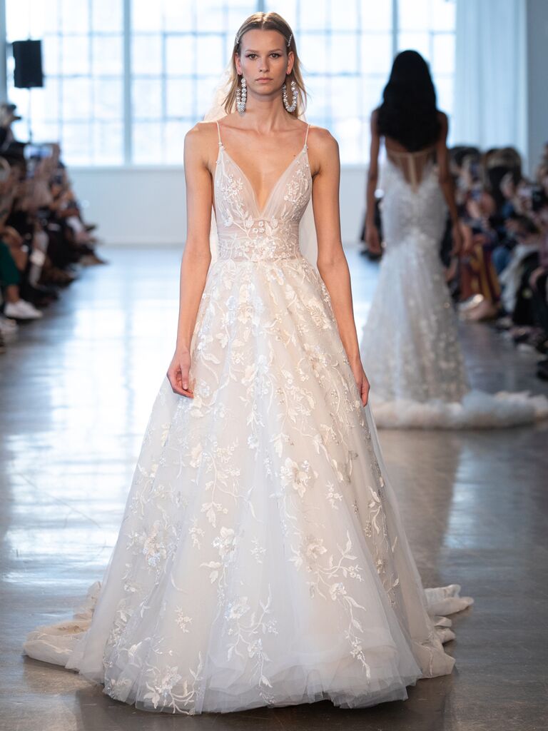 Berta Spring 2020 Bridal Collection A-line floral-embroidered wedding dress