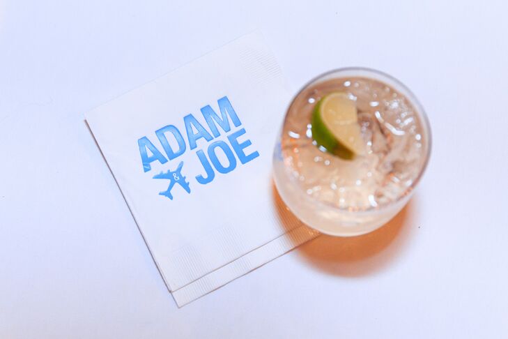 Personalized Airplane-Themed Cocktail Napkin with Modern Typography