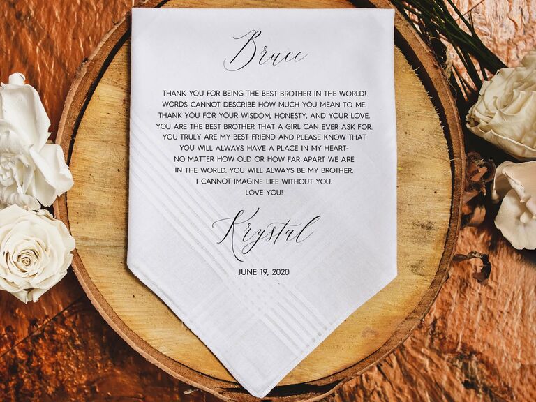 Custom handkerchief wedding gift for brother