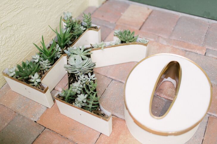 Succulents in White Initial-Shaped Pots