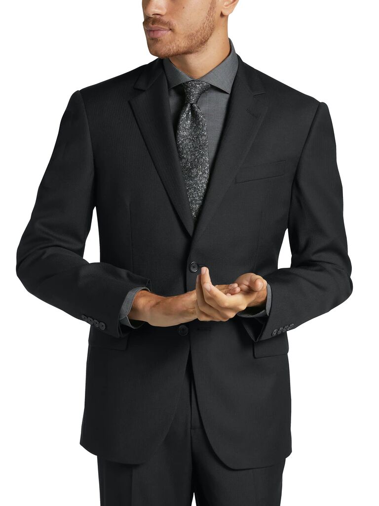 black herringbone wool suit