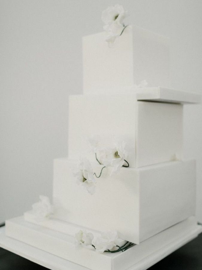 all-white cube cake