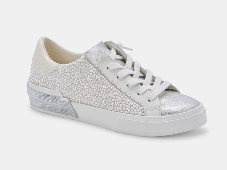 Dolce Vita pearlcore wedding sneakers embellished with luminous pearls