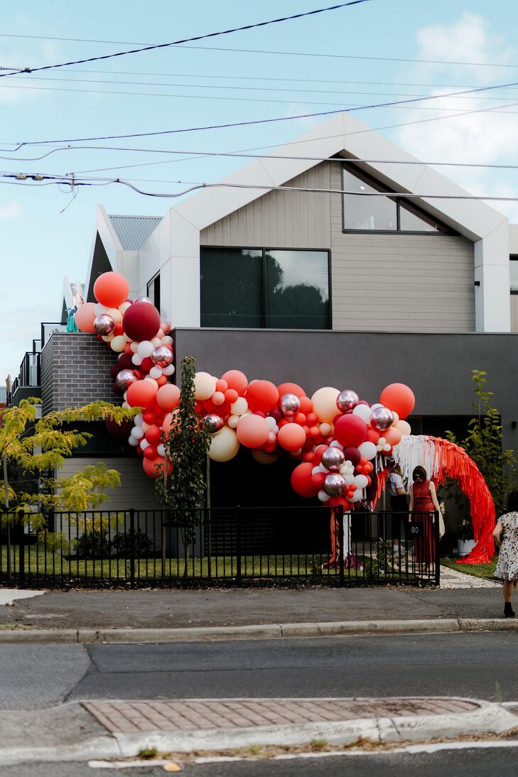 Balloon Installation Outside Venue at Wedding in Australia