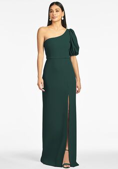 Sachin & Babi Nadia Gown - Emerald One Shoulder Bridesmaid Dress