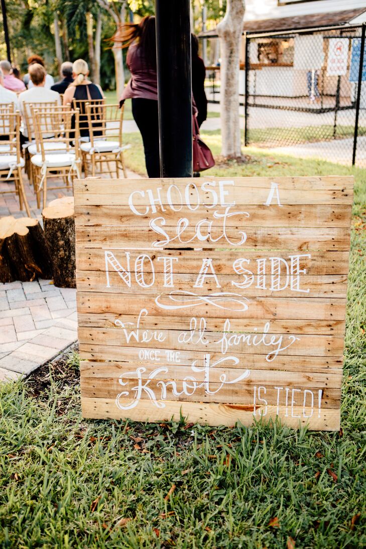 Rustic Wood Welcome Sign with White Calligraphy