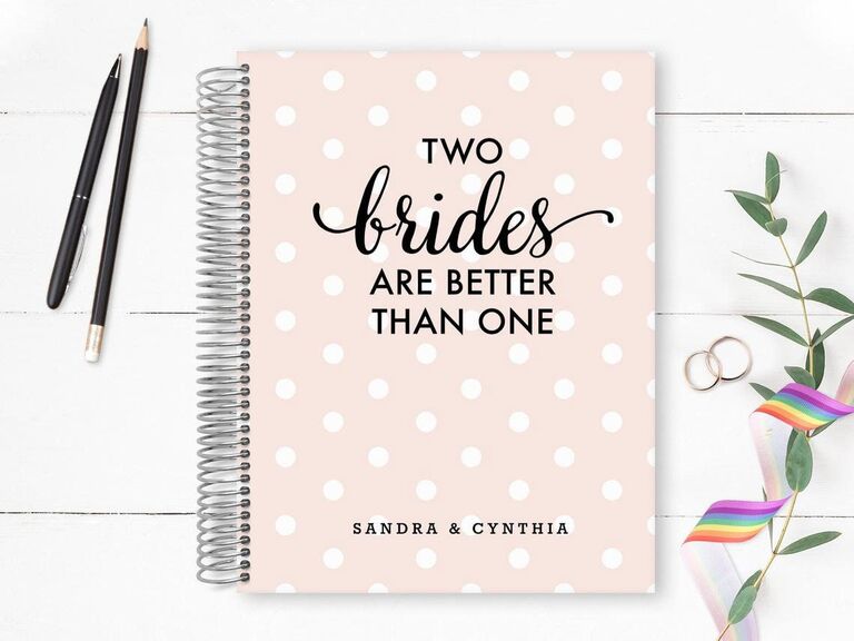 Polka dot Two Brides wedding planning spiral notebook