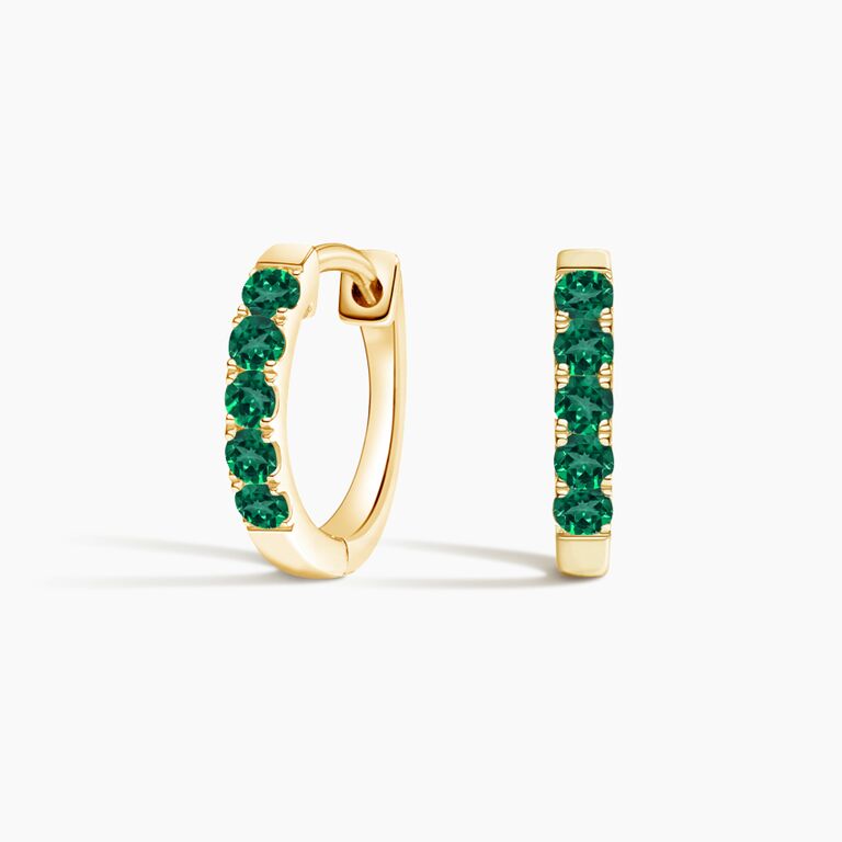 Emerald huggie earrings from Brilliant Earth. 