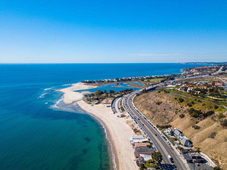 Bird's eye view of Malibu Beach in California