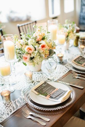 Peach and Ivory Floral Reception Centerpieces