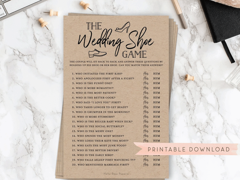 Wedding shoe printable wedding game.