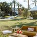 Vintage and Bright Lounge Set With Velvet Furniture, Rattan Table