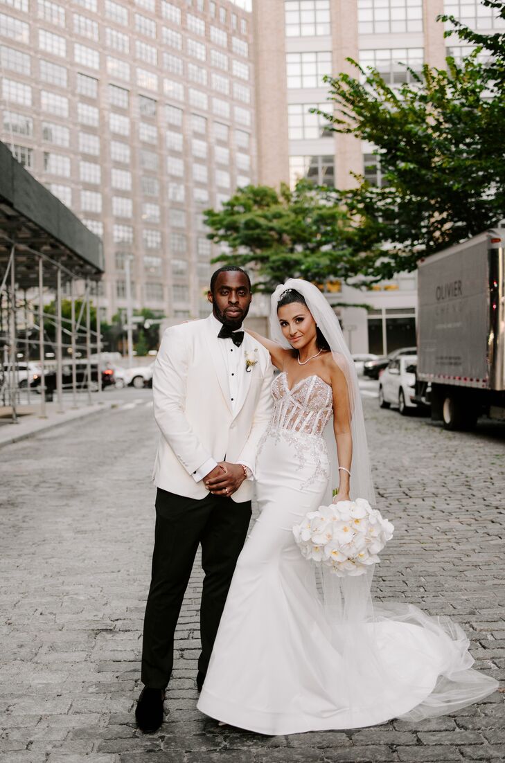 Couple in Glam Black-Tie Attire Posing on the Street in New York City