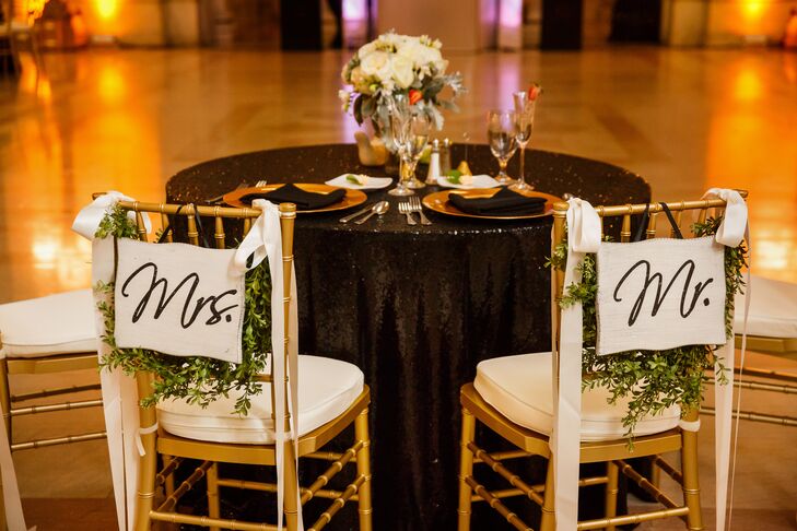 Sweetheart Table with Couple Chair Signs