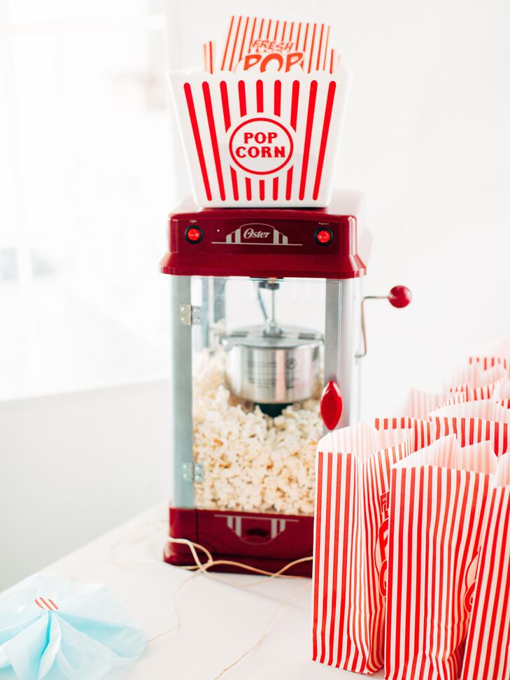 Guests could saddle up to the popcorn machine and grab a salty snack at the reception.