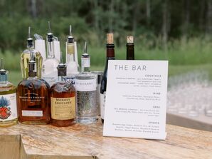Bar Menu at Rustic, Simple Colorado Wedding Ceremony Outdoors