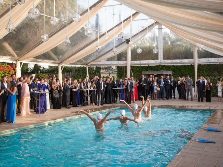 synchronized swimmers at wedding
