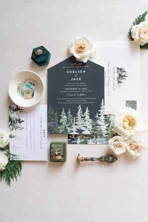 Rustic Winter Invitation Suite and Accessories for a Christmas Wedding
