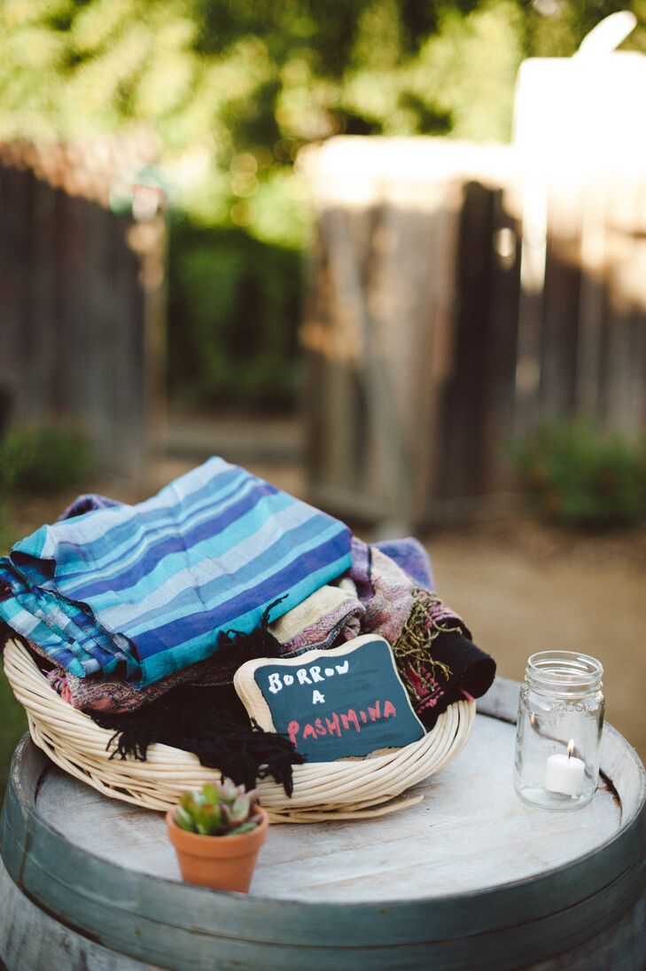 Basket of Pashmina Scarves