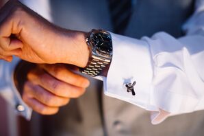 Propeller Cuff Links and Silver Watch