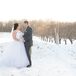 Bride and Groom at Their Winter Wedding in Marquette, Michigan