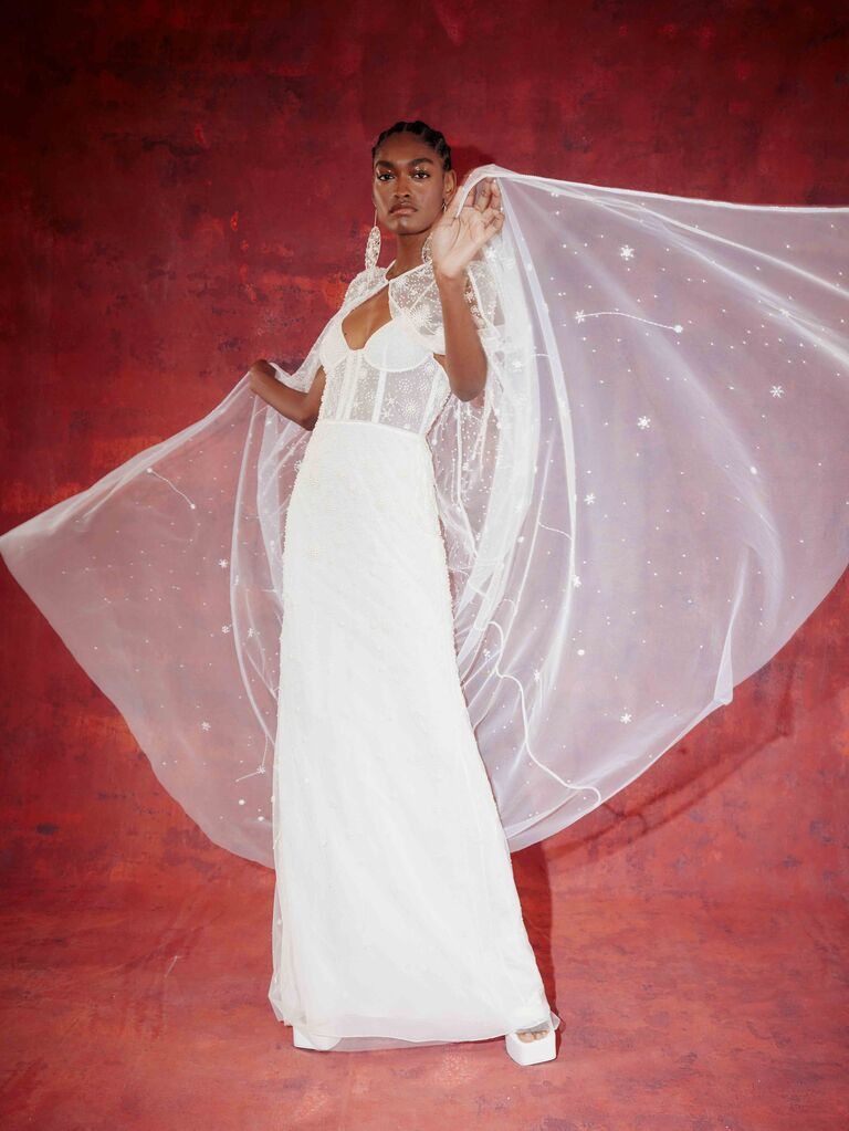 Wedding dress with cape