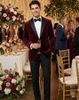 BLACKTIE LIAM Merlot Velvet Wedding Tuxedo Red Tuxedo - thumbnail - 1