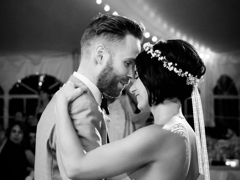 Couple dances during their wedding reception. 