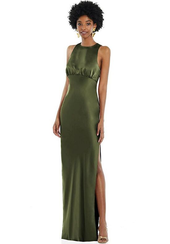 Dessy Group Jewel Neck Sleeveless Maxi Dress with Bias Skirt - LB043 Bridesmaid Dress - 1