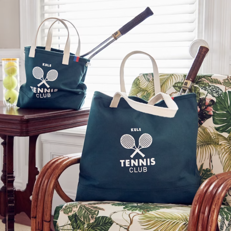 Kule forest green over the shoulder tennis tote for sporty bachelorette outfit