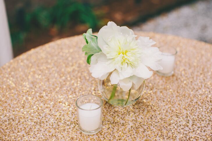 Sparkly Gold Sequined Reception Table Linens