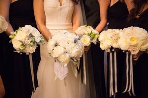 White and Green Seasonal Bridesmaid Bouquets
