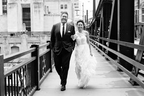 Modern Feathered Wedding Dress