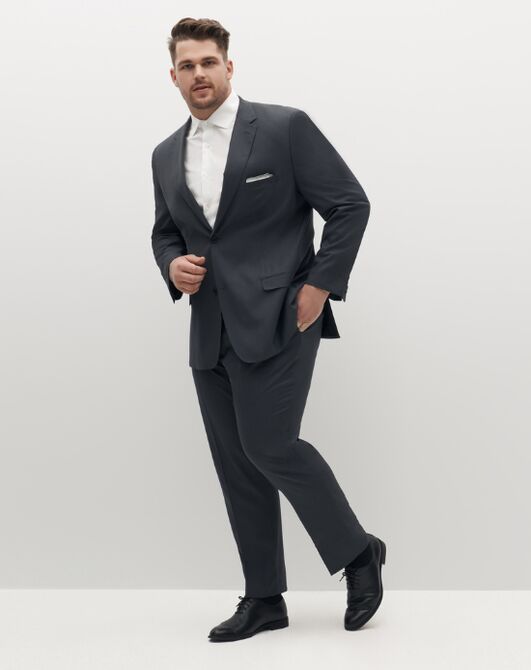 Suit Shop Men's Charcoal Gray Suit Tuxedo - 4