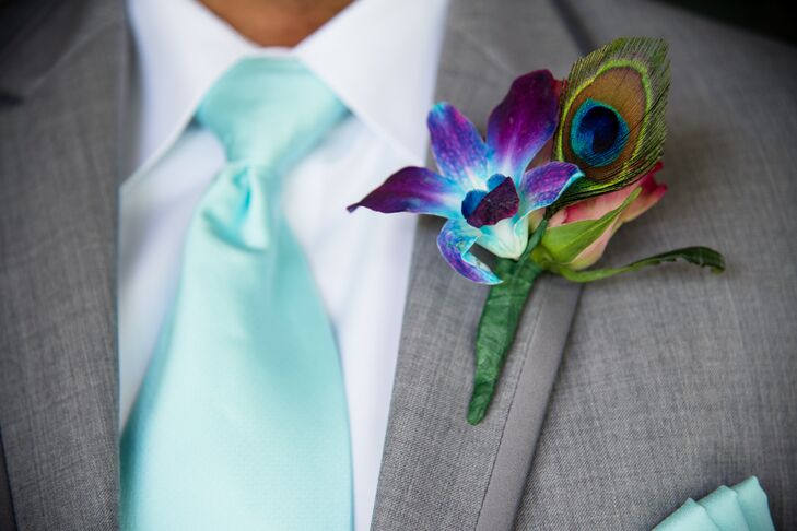 Peacock Feather Boutonniere