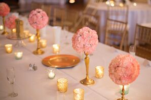 Pink Carnation and Candle Centerpieces