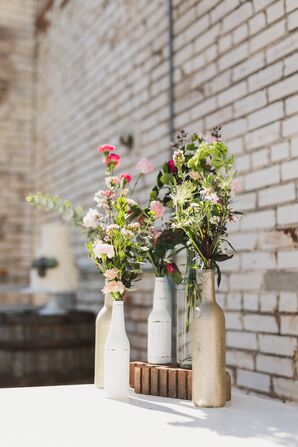 Colorful Wildflowers in Vintage Bottles