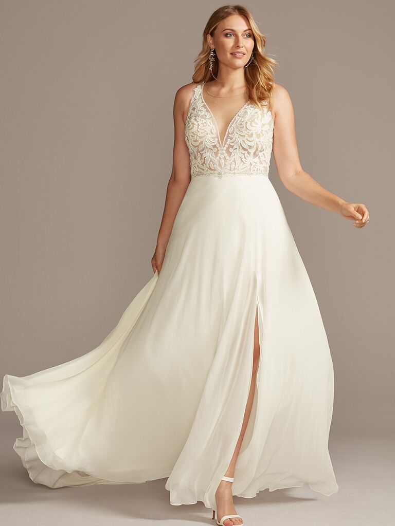 Galina Signature illusion neckline wedding dress