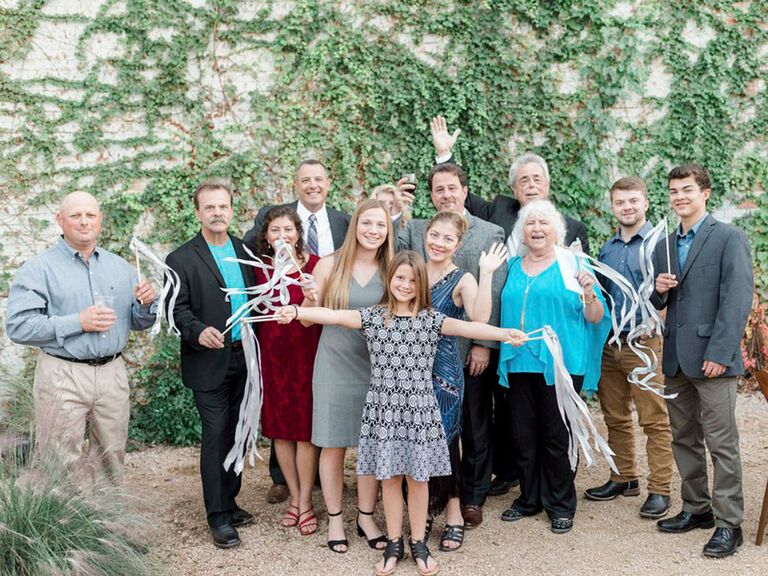 Group of guests at semi-formal wedding