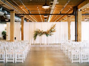 Industrial Wedding Ceremony with Hanging Pampas Grass Installation