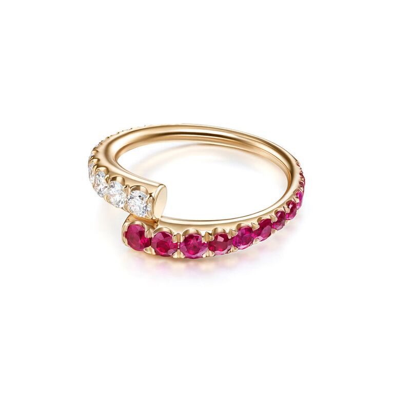 Melissa Kaye Lola Ruby Engagement Ring in 18K Pink Gold