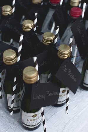 Black-and-White Mini Champagne Bottles