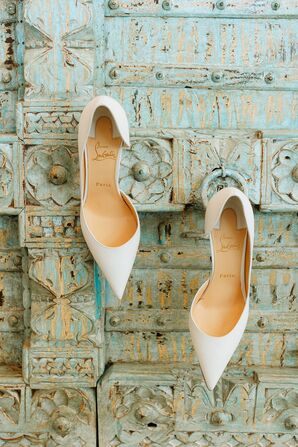 Classic White Christian Louboutin Heels With Pointed Toes