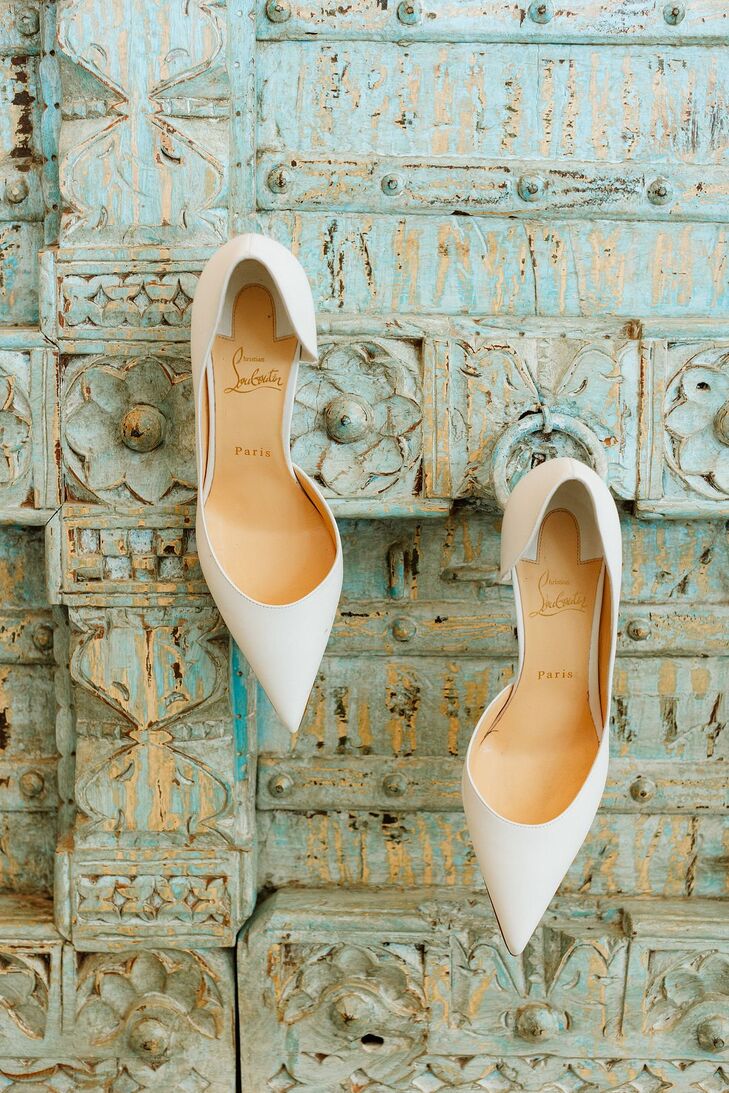 Classic White Christian Louboutin Heels With Pointed Toes