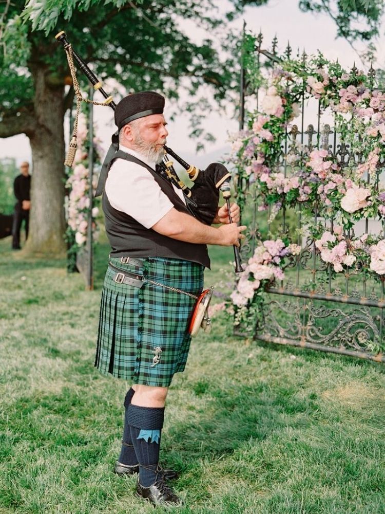 Celtic bagpiper at wedding