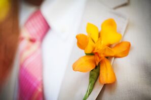 Sun Yellow Orchid Groomsmen Boutonnieres